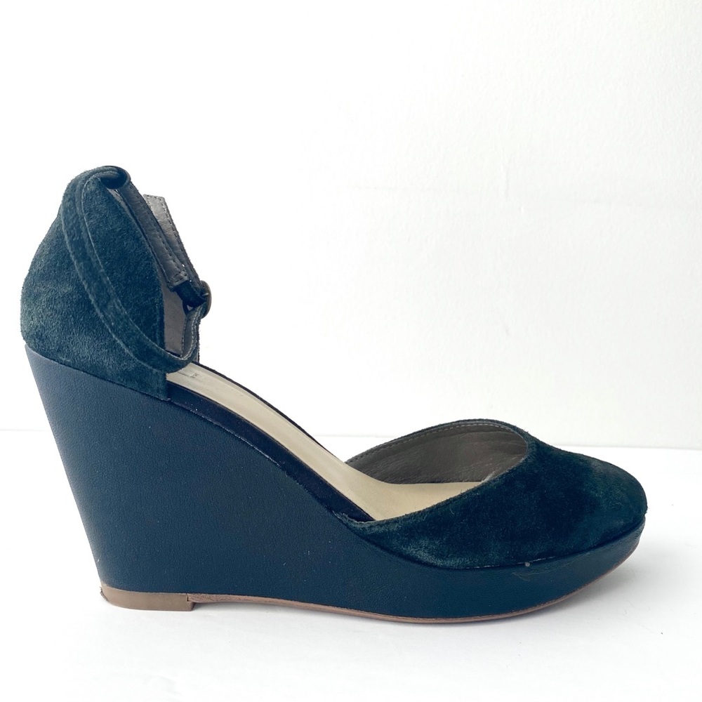 COOPERATIVE Ankle Wrap Faux Suede Wedges